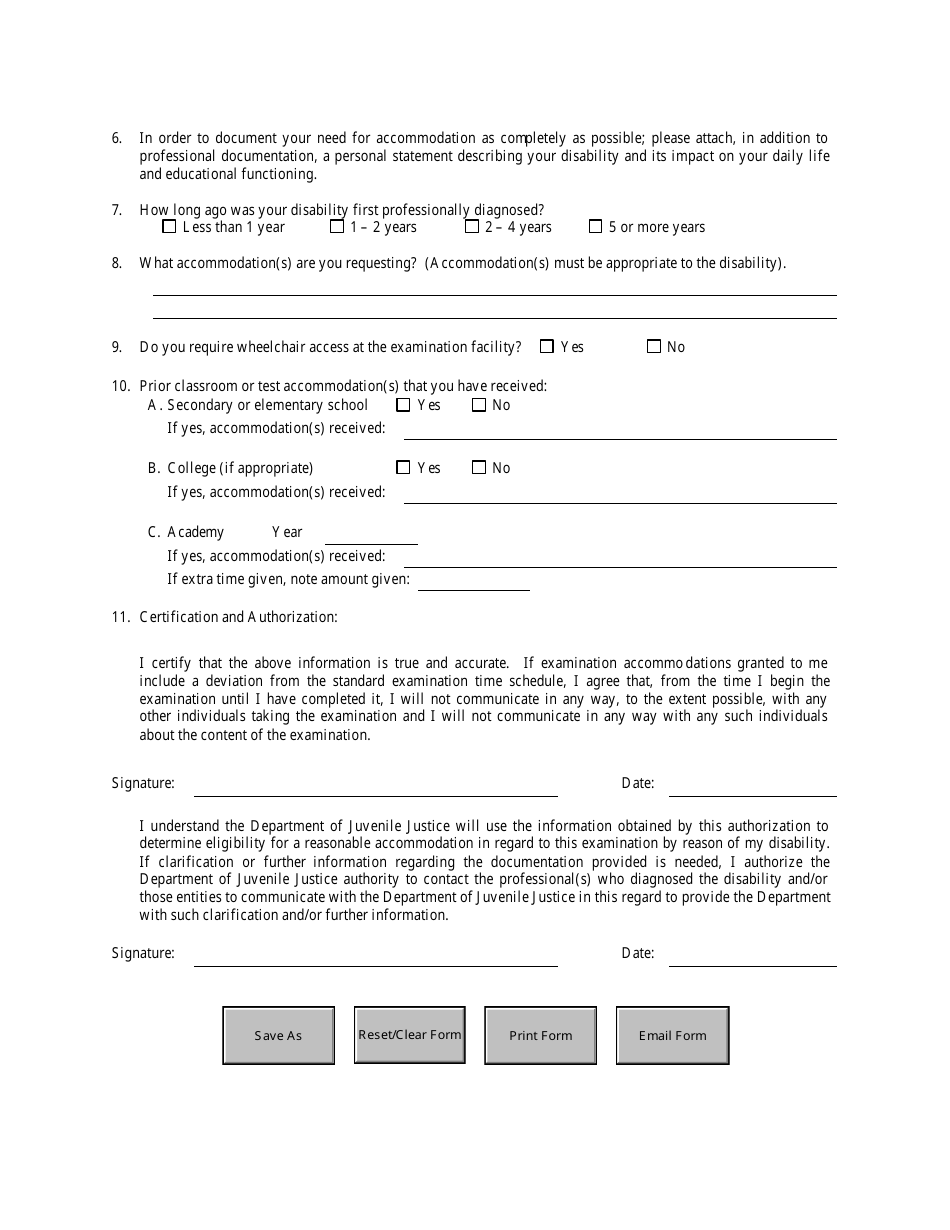 Florida Application for Individuals Requesting Special Examination ...