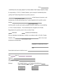 Document preview: Certificate of Availability of Records for Public Inspection - Florida