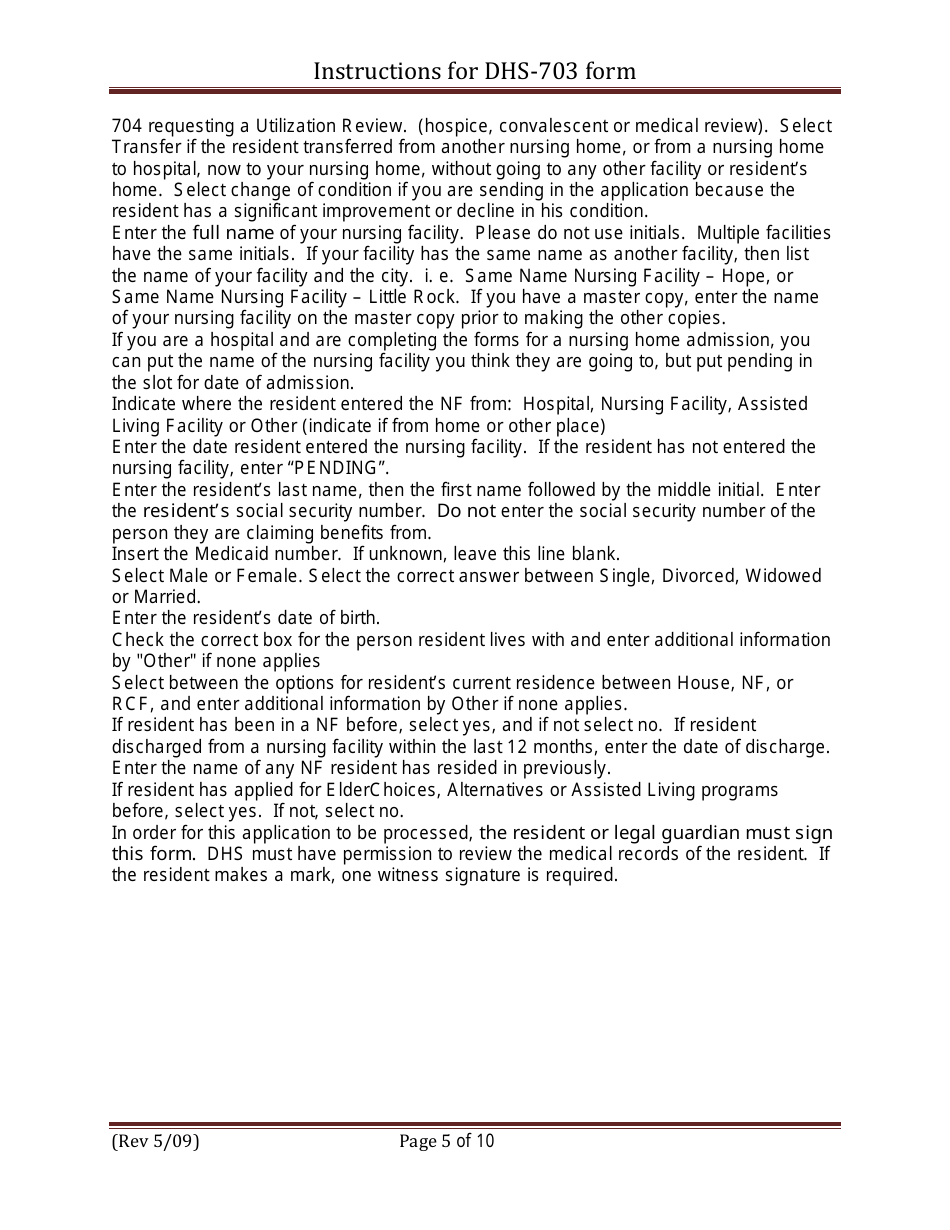 Form DHHS-703 Evaluation of Medical Need Criteria - Arkansas, Page 5