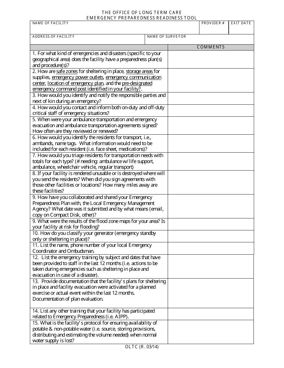 Arkansas Office Of Long Term Care (oltc) Emergency Preparedness 