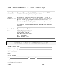 Document preview: Cmas Contractor Address or Contact Name Change Form - California