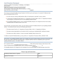 Document preview: Service-Connected Disability Renewal Statement Form - California