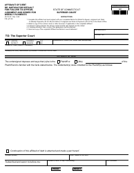 Document preview: Form JD-CV-52 Affidavit of Debt Re: Motion for Default for Failure to Appear, Judgment and Order for Weekly Payments - Connecticut