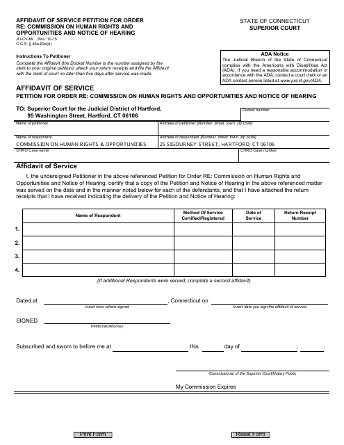 Form JD-CV-69  Printable Pdf