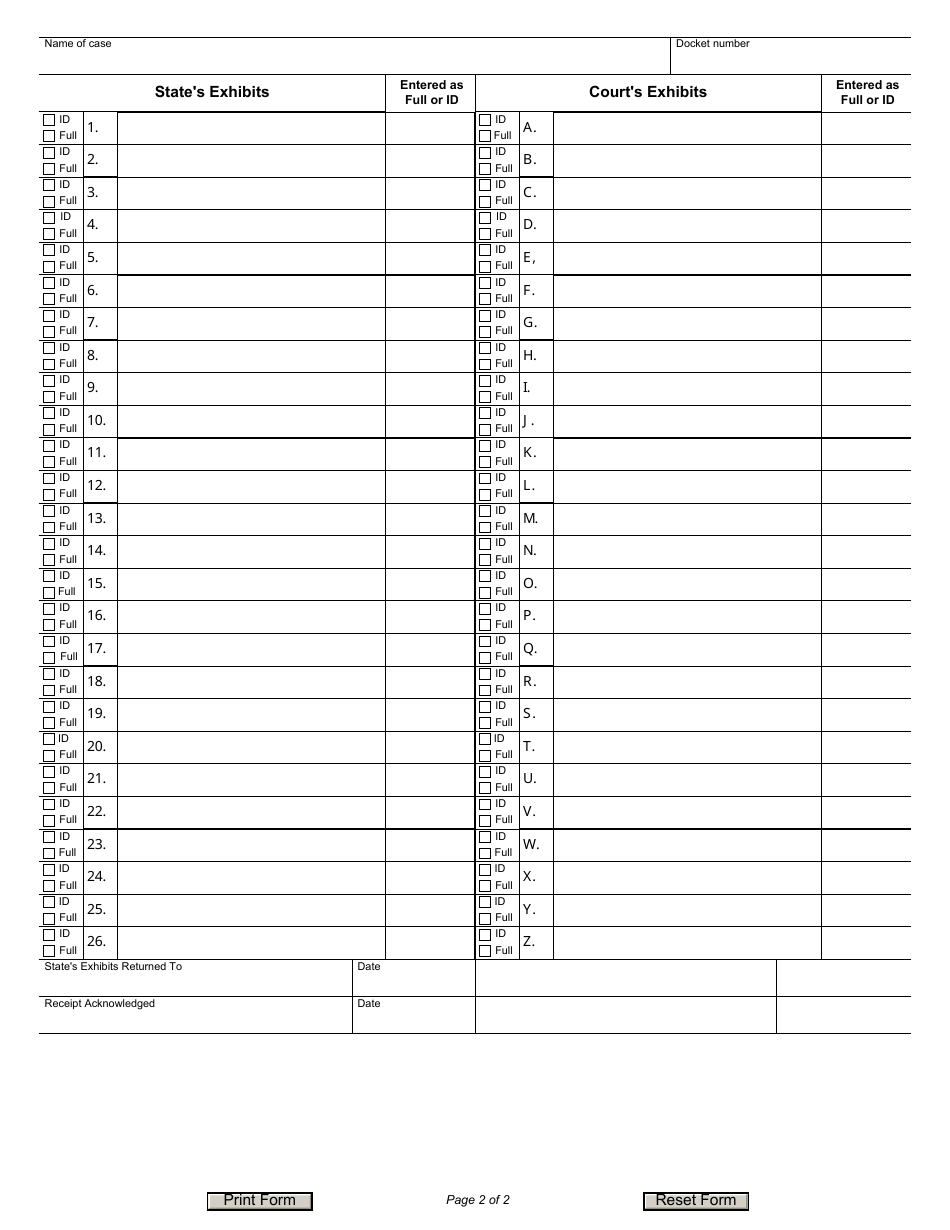 Form JD-CL-28 List of Exhibits - Connecticut, Page 3