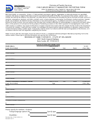 &quot;Child Abuse/Neglect Mandatory Reporting Form&quot; - Delaware
