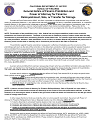 Form BOF110 General Notice of Firearm Prohibition and Power of Attorney for Firearms Relinquishment, Sale, or Transfer for Storage - California, Page 2