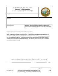 DLSE Form 538 &quot;Application for Relief From Order, Decision or Award of the Labor Commissioner by Want of Notice [labor Code Section 98(F)]&quot; - California