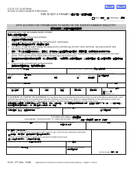 DLSE Form 277 &quot;Application for Permission to Work in the Entertainment Industry&quot; - California (English/Chinese)