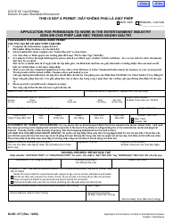 DLSE Form 277 &quot;Application for Permission to Work in the Entertainment Industry&quot; - California (English/Vietnamese)