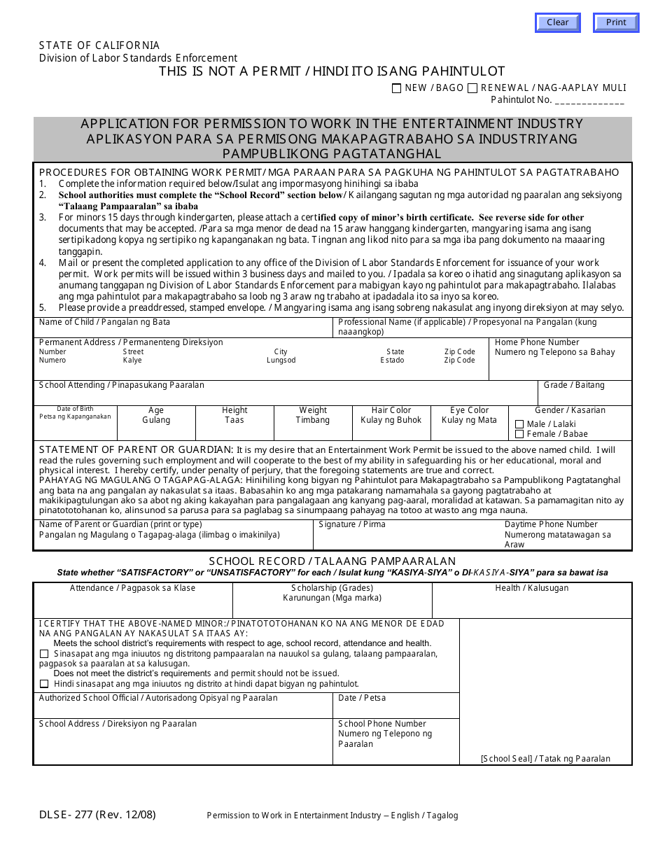 DLSE Form 277 - Fill Out, Sign Online and Download Fillable PDF ...