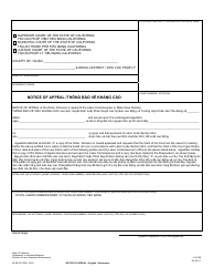 Document preview: DLSE Form 537 Notice of Appeal - California (Vietnamese)