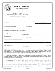 Document preview: Form SFSB-411 Credit Service Organization Surety Bond - California