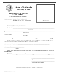 Document preview: Form SFSB406D Dance Studio Surety Bond - Declaration of Income - California