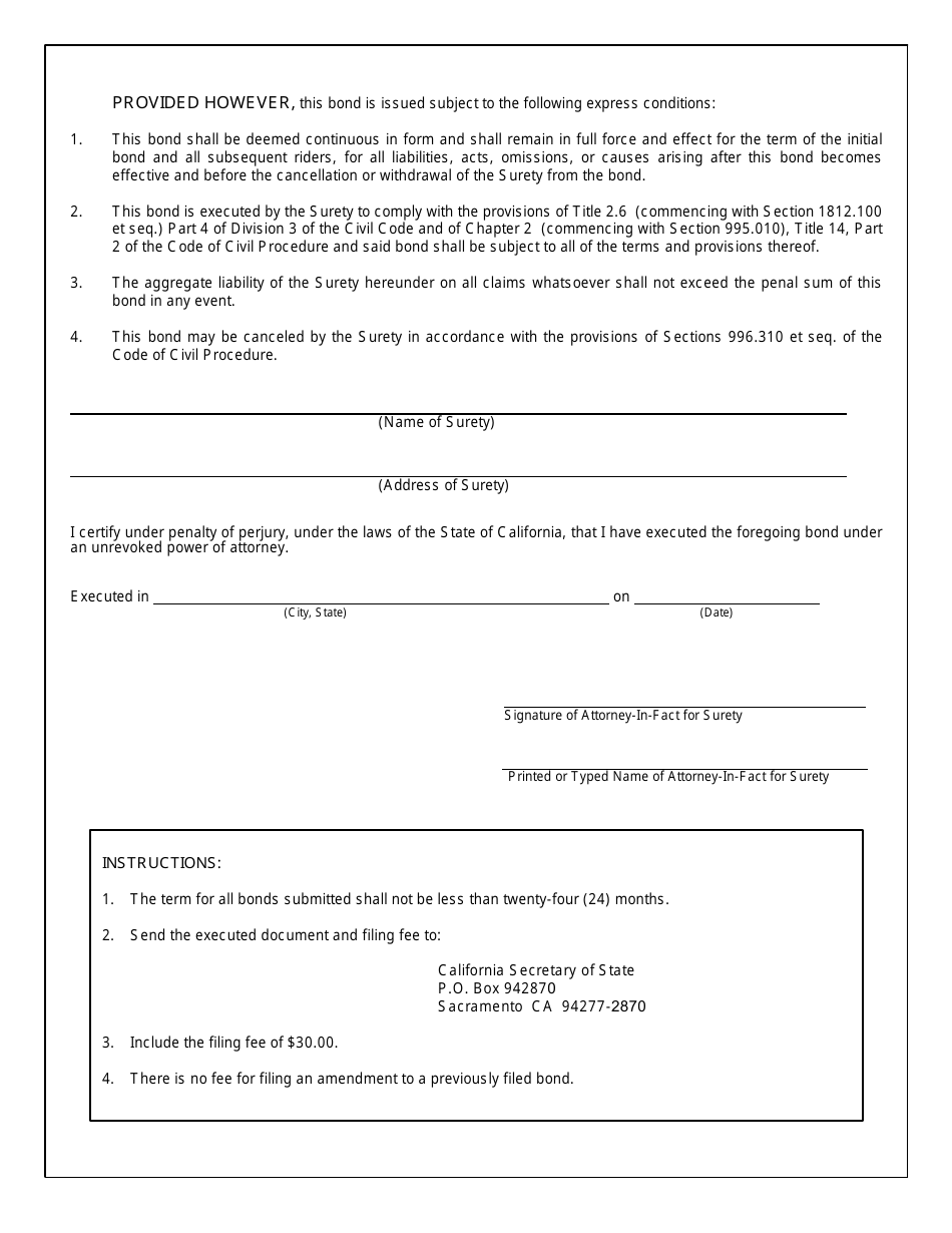 Form SFSB-408-2 Discount Buying Organization Surety Bond - California, Page 2