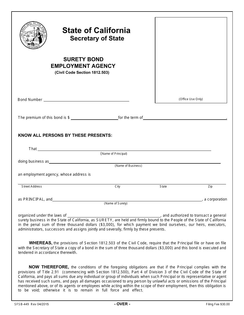 Form SFSB449 Fill Out, Sign Online and Download Fillable PDF
