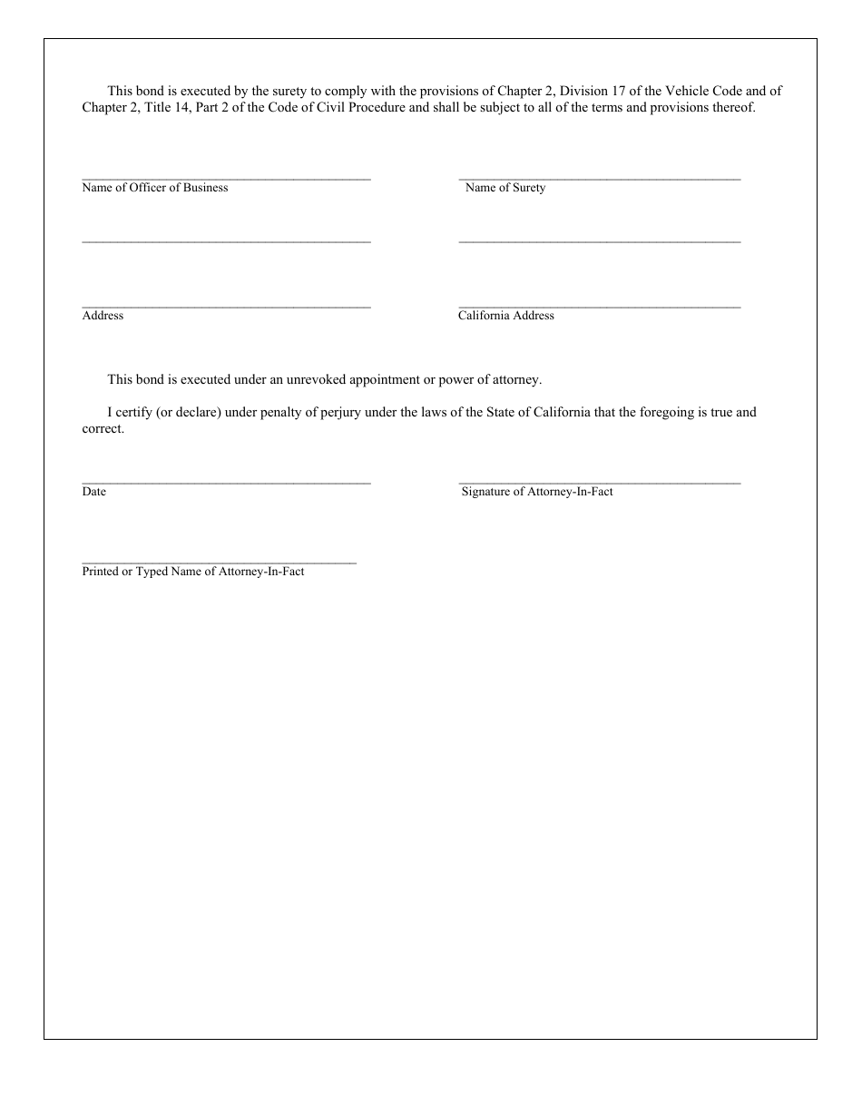 Form NPSF421 Guaranteed Traffic Arrest Bail Bond - California, Page 2