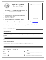 Document preview: Form NPSF404A Notice of a Joint Powers Agreement - California