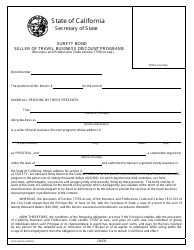 Document preview: Form SFSB-264 Seller of Travel Business Discount Programs Surety Bond - California