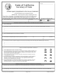 Form SFAA1 Athlete Agent Amendment to Disclosure Statement - California