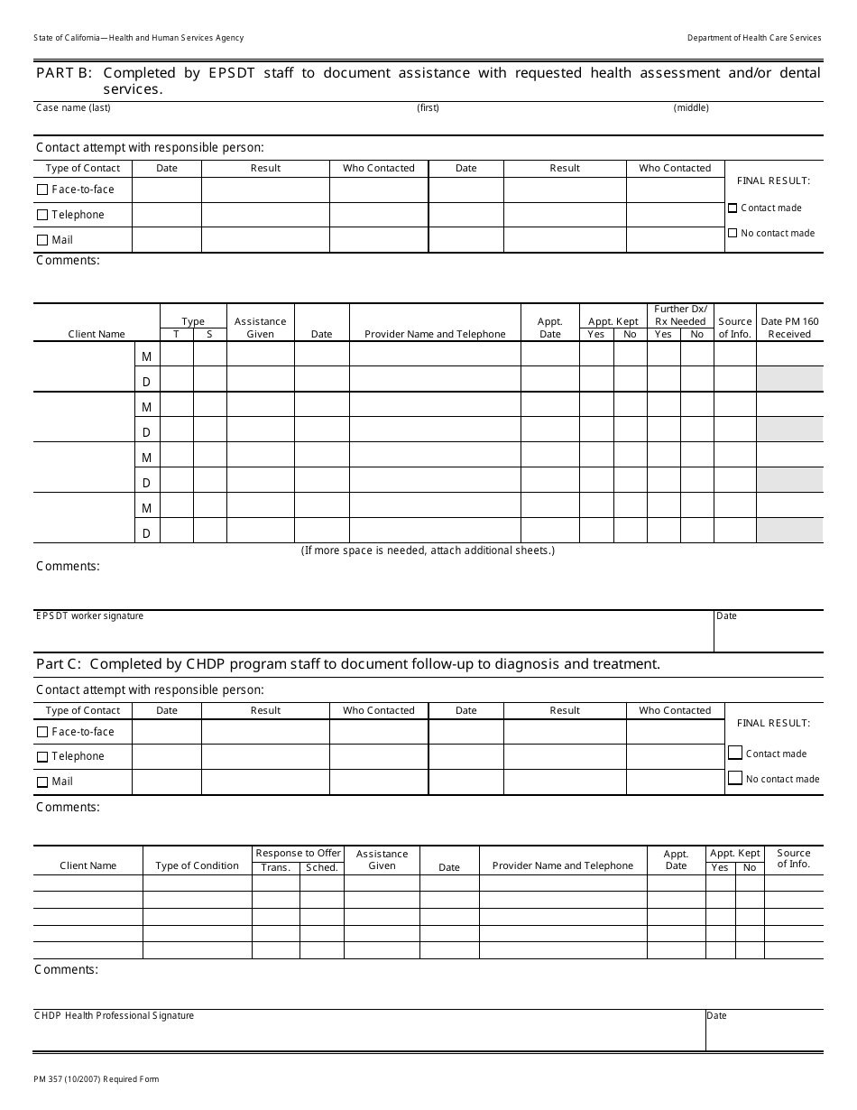 Form PM357 - Fill Out, Sign Online and Download Printable PDF ...