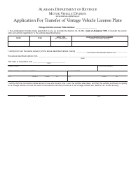 Form MVR40-12-290 Application for Vintage Vehicle License Plates - Alabama, Page 2