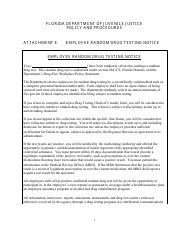 Document preview: Attachment E Employee Random Drug Testing Notice Form - Florida