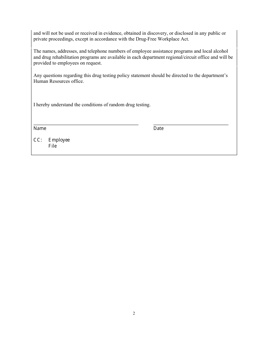 Florida Employee Random Drug Testing Notice Form Fill Out, Sign