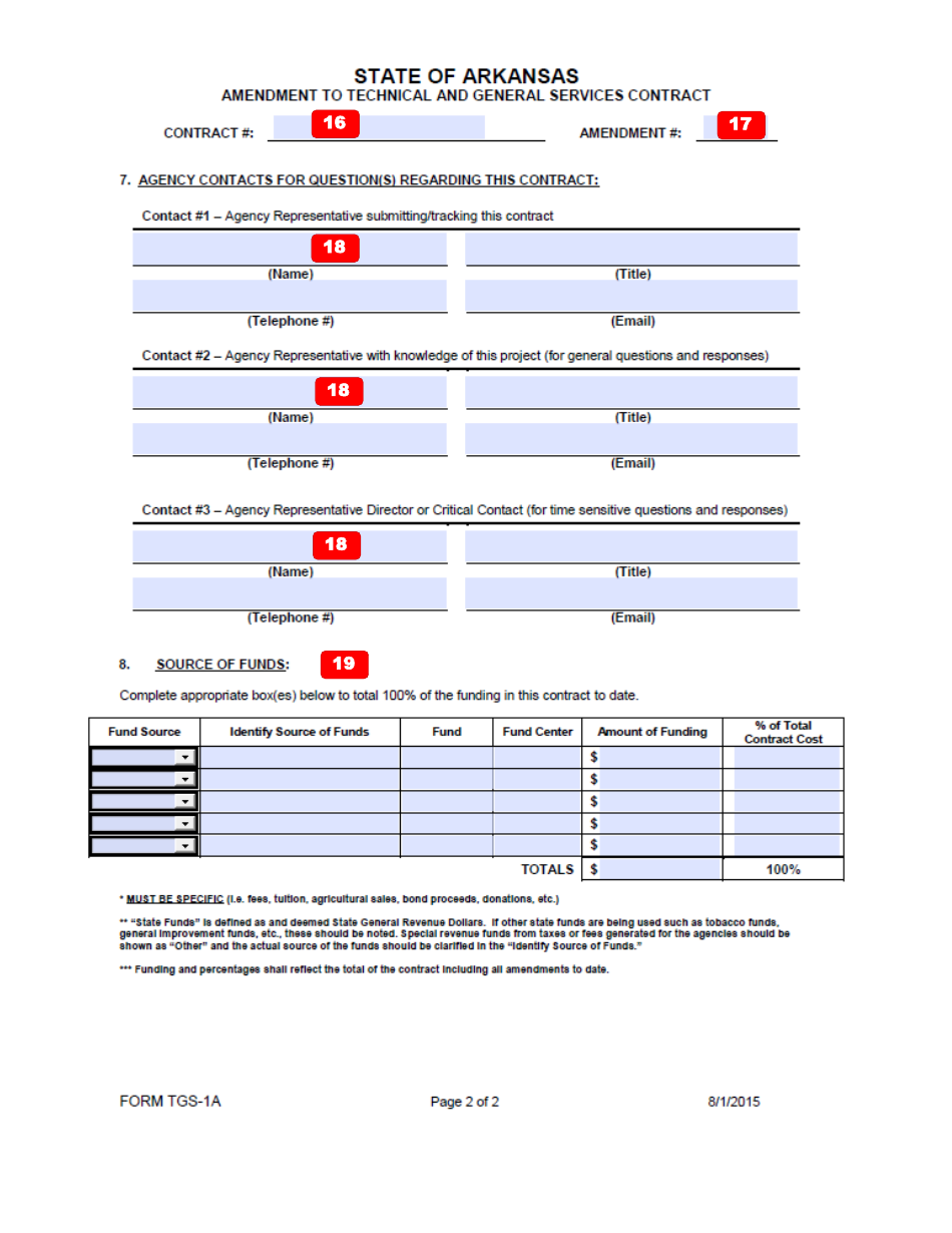 Instructions for Form TGS-1A Amendment to Technical and General Services Contract - Arkansas, Page 4