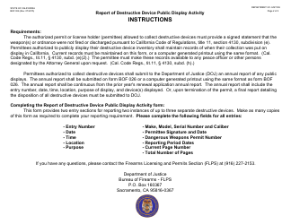 Form BOF026 Report of Destructive Device Public Display Activity - California, Page 2