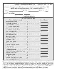Document preview: Required Confidential Information Form - Ag Consultant's License - Arkansas