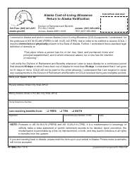 Document preview: Form 02-1896A Return to Alaska Notification - Alaska Cost-Of-Living Allowance - Alaska
