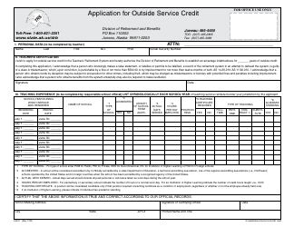 Document preview: Form TRS031 Application for Outside Service Credit - Alaska