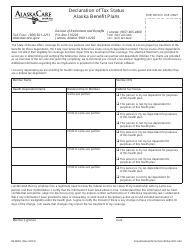 Document preview: Form BEN069 Declaration of Tax Status - Alaska Care - Alaska