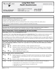 Form BEN065 Long-Term Care Health Quesionnaire - Alaska