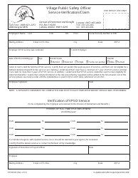 Form PERS002 Village Public Safety Officer Service Verification/Claim - Alaska