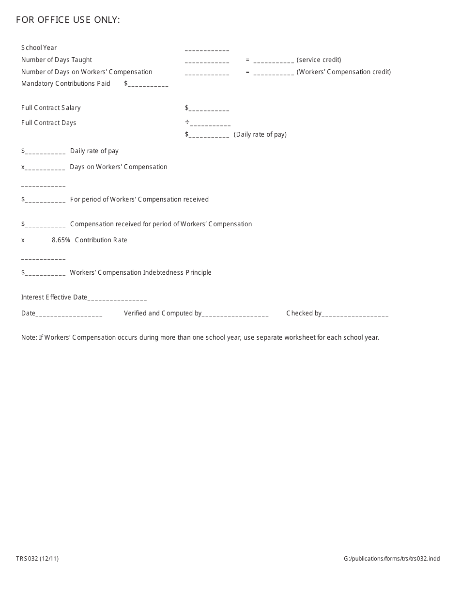 Form TRS032 Workers Compensation and Lwop Claim and Verification - Alaska, Page 2