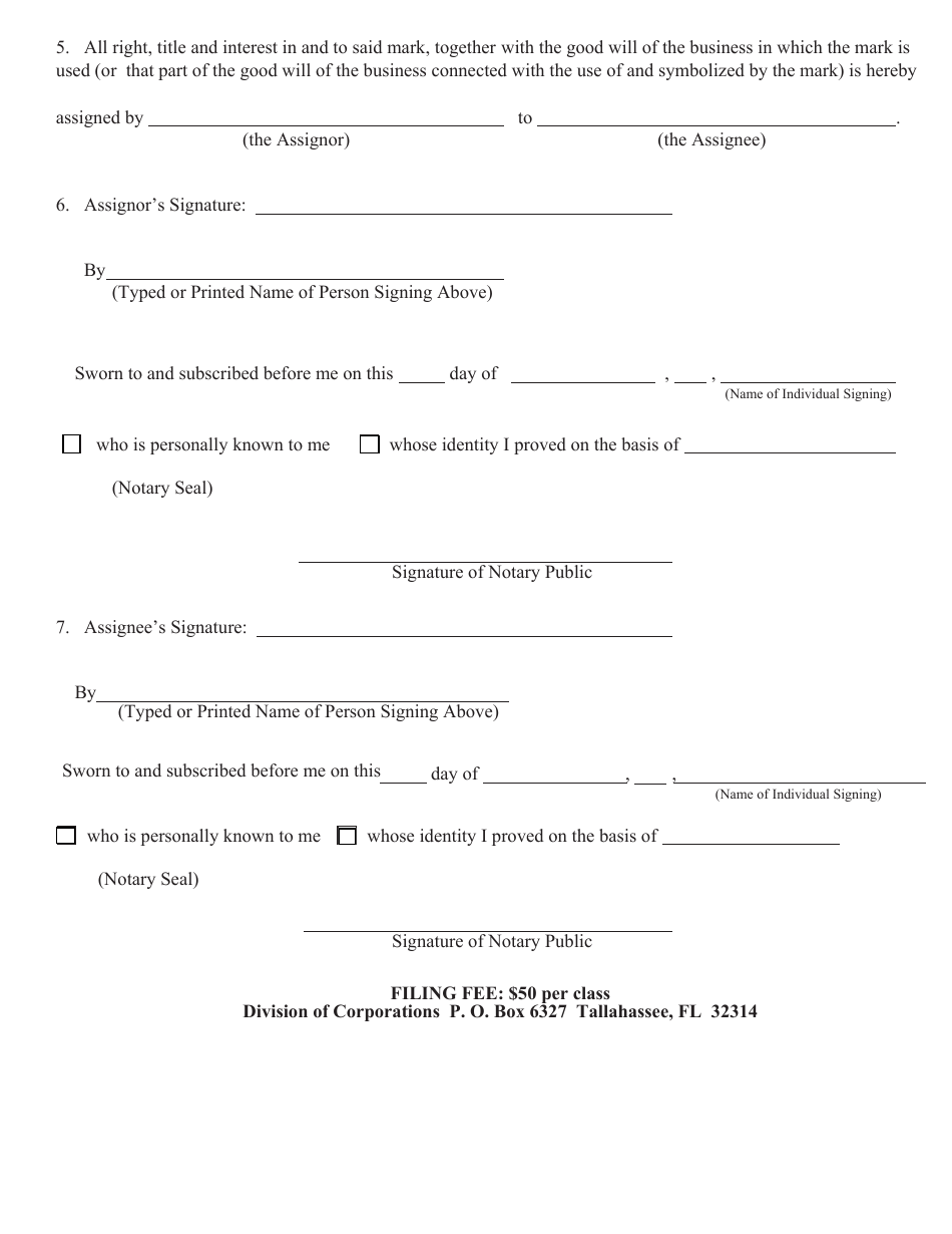 Form INHS27 Assignment of Mark Registration - Florida, Page 4