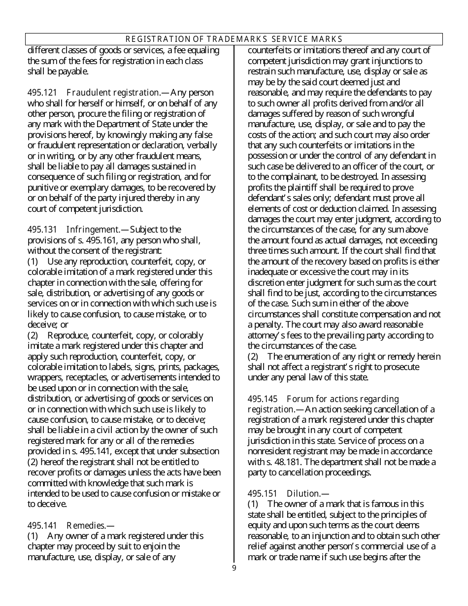Trademark - Service Mark Registration and Use - Florida, Page 12
