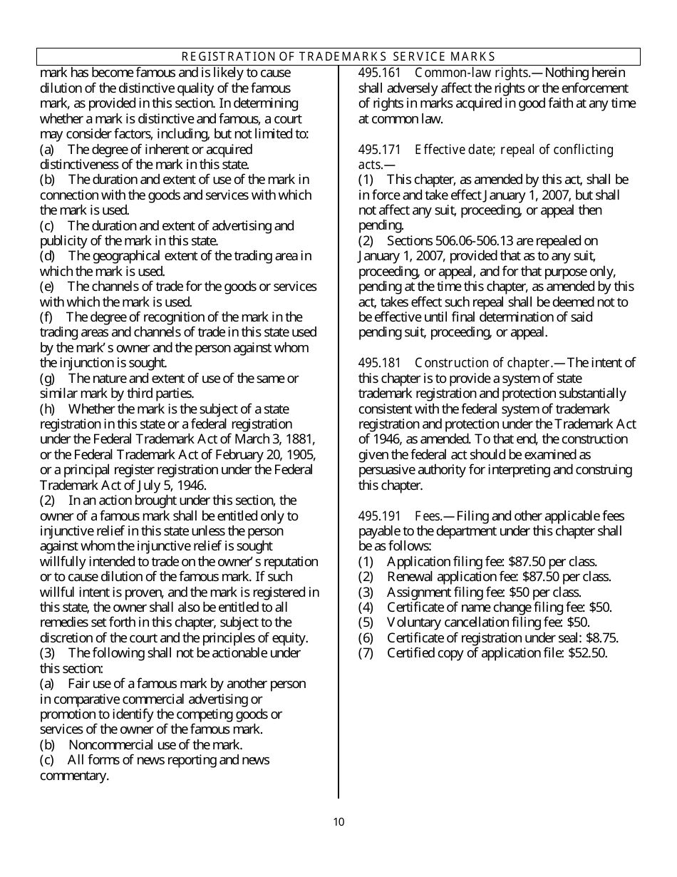 Trademark - Service Mark Registration and Use - Florida, Page 13