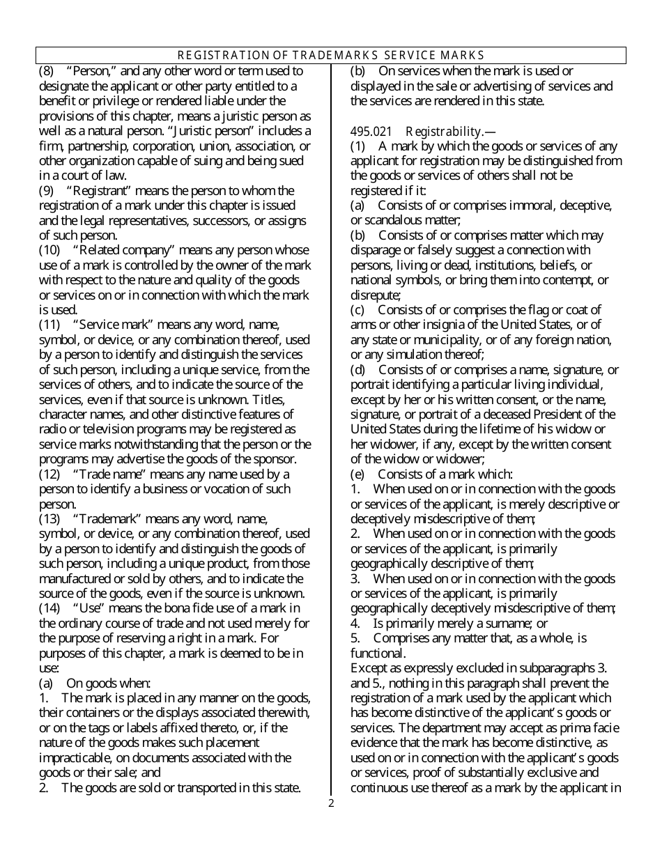 Trademark - Service Mark Registration and Use - Florida, Page 5