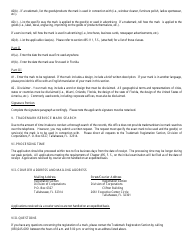 Form CR2E014 Application for the Registration of a Trademark or Service Mark - Florida, Page 2