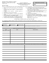 Form K-9 Motor Vehicle Manufacturers&#039; Biennial License Application - Connecticut