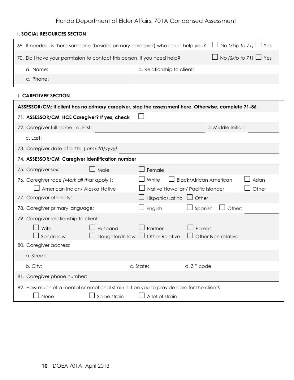 Form 701A Condensed Assessment - Florida, Page 10