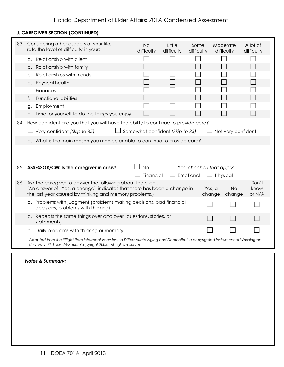 Form 701A Condensed Assessment - Florida, Page 11