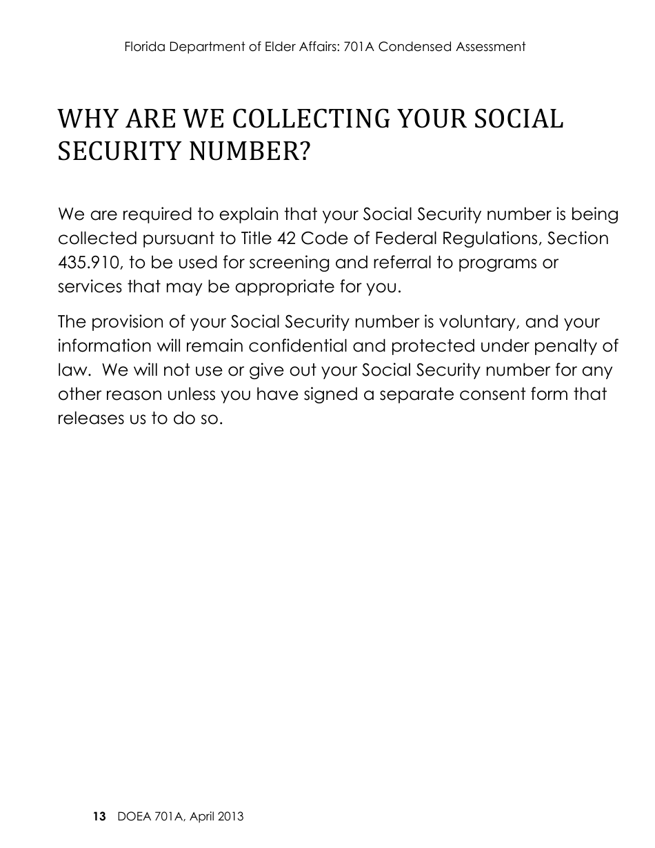 Form 701A Condensed Assessment - Florida, Page 13