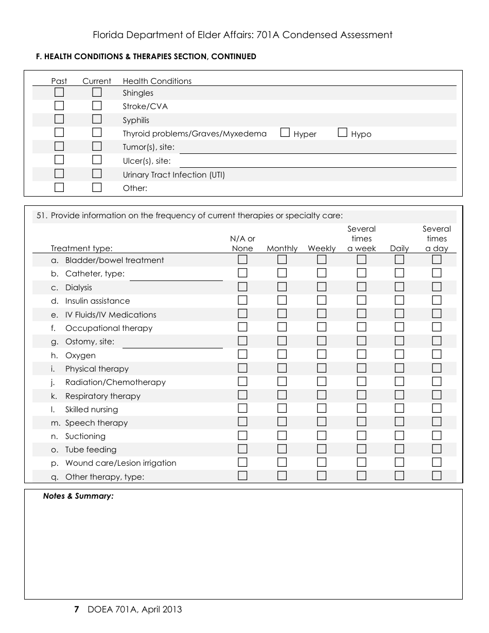 Form 701A Condensed Assessment - Florida, Page 7