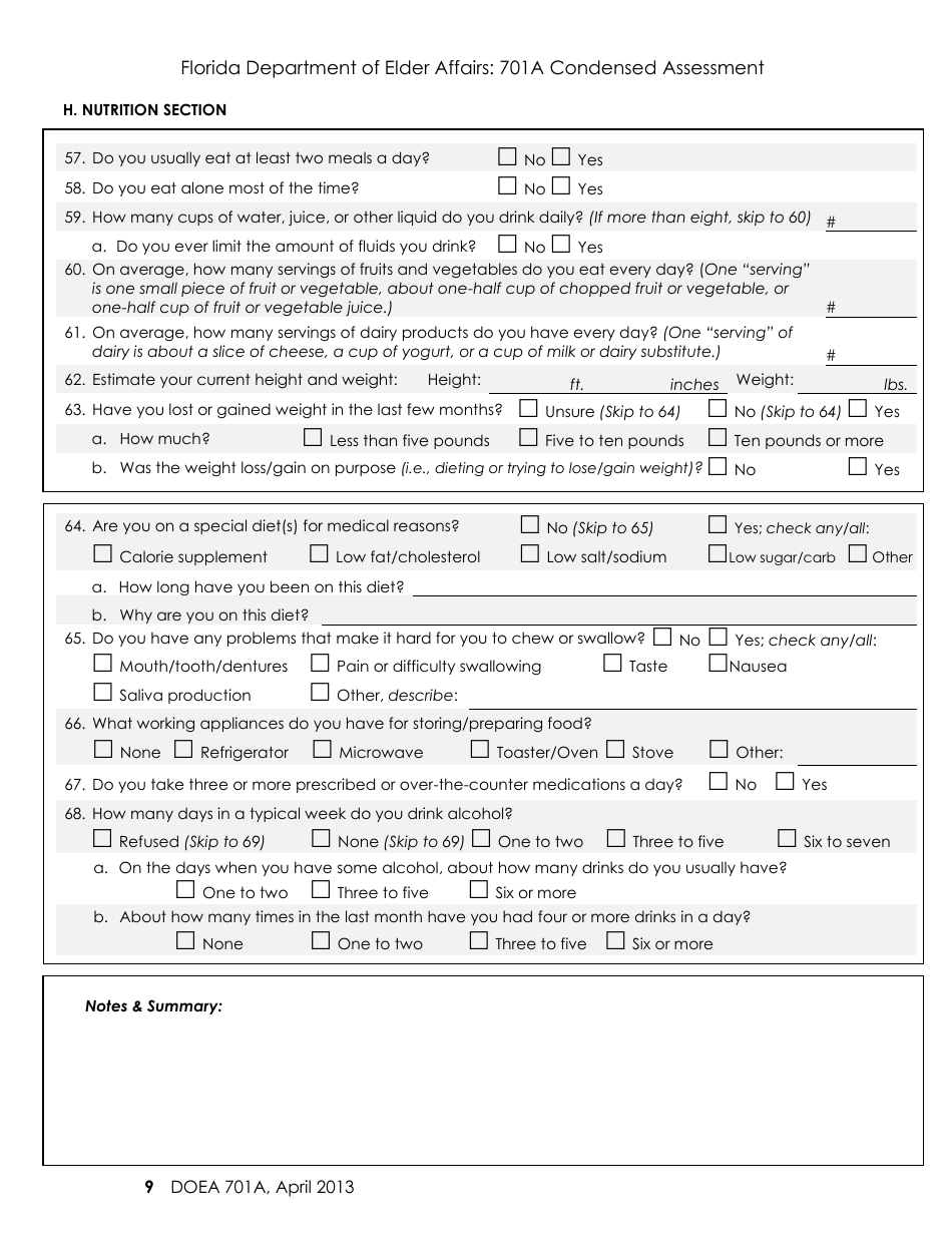 Form 701A Condensed Assessment - Florida, Page 9
