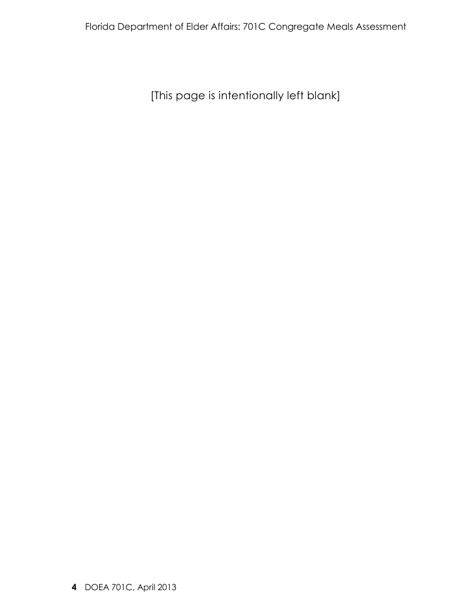 Form 701C Congregate Meals Assessment - Florida, Page 4