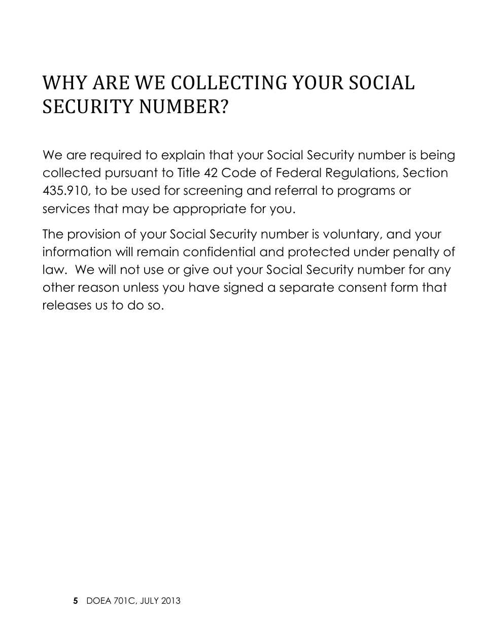 Form 701C Congregate Meals Assessment - Florida, Page 5